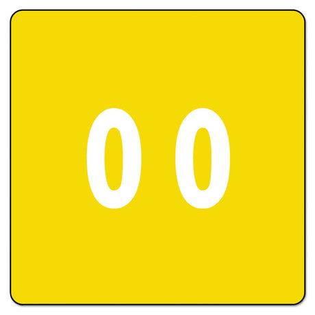 Numerical End Tab File Folder Labels, 0, 1.5 x 1.5, Yellow, 250/Roll