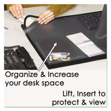 Desk Pad with Transparent Lift-Top Overlay and Antimicrobial Protection, 22" x 17", Black Pad, Transparent Frost Overlay