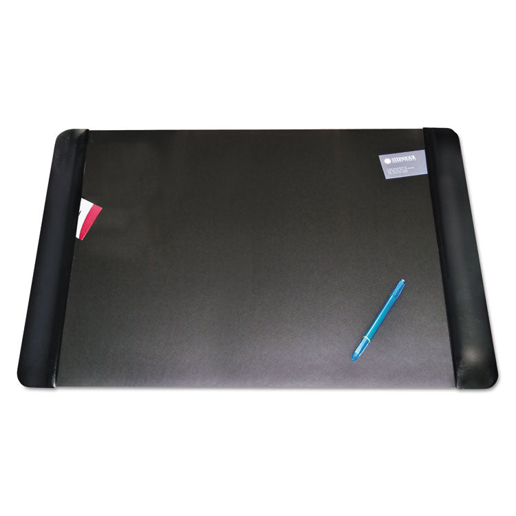 Executive Desk Pad with Antimicrobial Protection, Leather-Like Side Panels, 36 x 20, Black