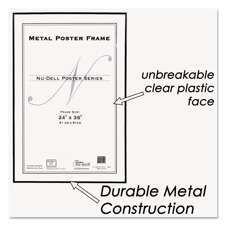 Metal Poster Frame, Plastic Face, 24 x 36, Black