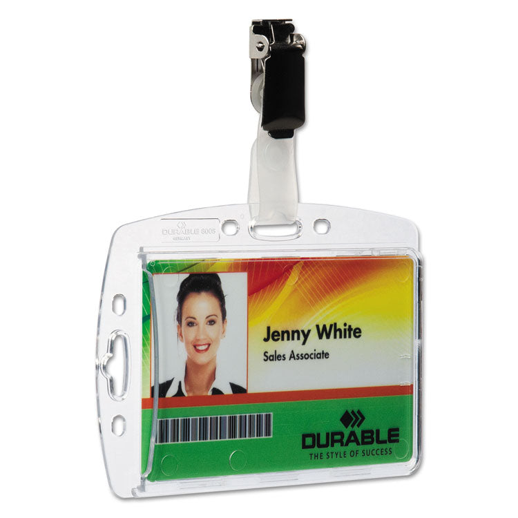 ID/Security Card Holder Set, Vertical/Horizontal, Clip, Clear, 25/Pack