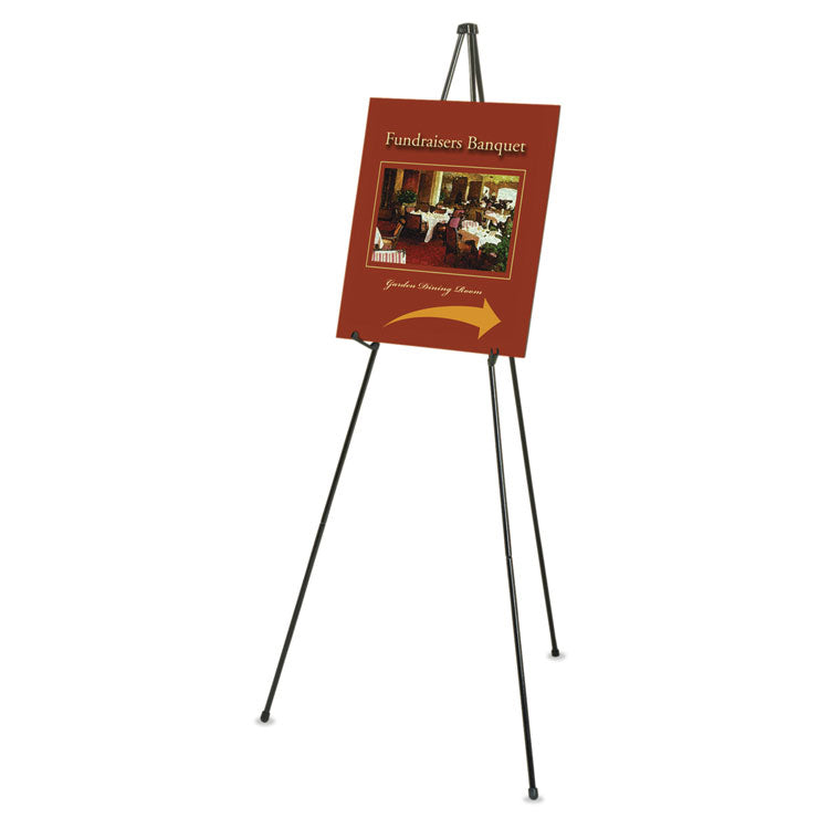 Heavy-Duty Adjustable Instant Easel Stand, 25" to 63" High, Steel, Black