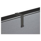 Cubicle Partition Hangers, For 1.5  to 2.5  Thick Partition Walls, Black, 2/Set