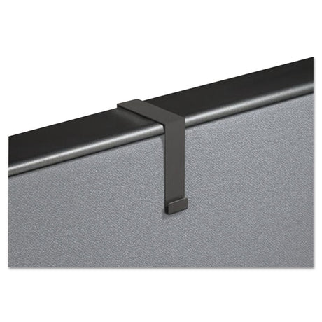Cubicle Partition Hangers, For 1.5  to 2.5  Thick Partition Walls, Black, 2/Set