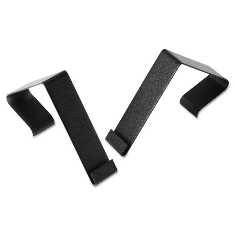 Cubicle Partition Hangers, For 1.5  to 2.5  Thick Partition Walls, Black, 2/Set
