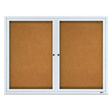 Enclosed Cork Bulletin Board, Cork/Fiberboard, 48 x 36, Tan Surface, Silver Aluminum Frame