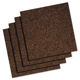 Cork Panel Bulletin Board, 12 x 12, Brown, 4 Panels/Pack