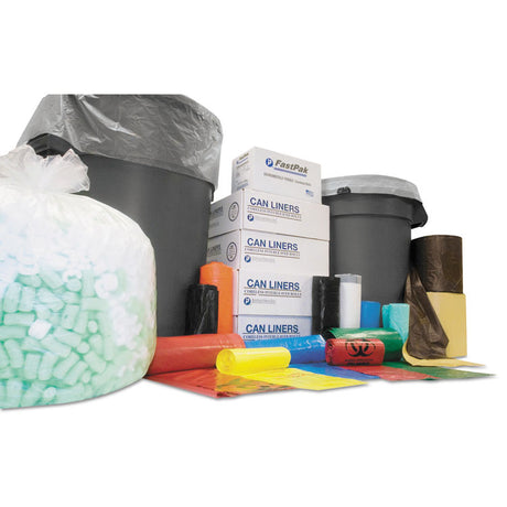 Low-Density Commercial Can Liners, 60 gal, 0.7 mil, 38  x 58 , White, Interleaved Roll, 25 Bags/Roll, 4 Rolls/Carton