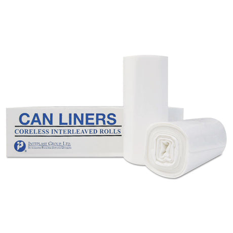 High-Density Commercial Can Liners, 45 gal, 22.1 mic, 40  x 48 , Clear, Interleaved Roll, 25 Bags/Roll, 6 Rolls/Carton