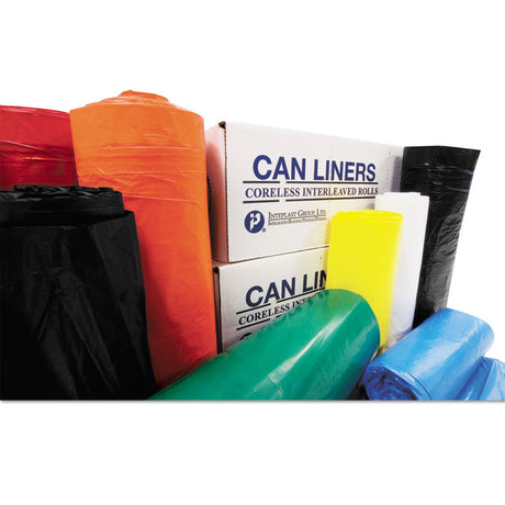 High-Density Commercial Can Liners, 60 gal, 16 mic, 38  x 60 , Clear, Interleaved Roll, 25 Bags/Roll, 8 Rolls/Carton