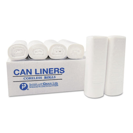 Low-Density Commercial Can Liners, 60 gal, 0.8 mil, 38  x 58 , White, Interleaved Roll, 20 Bags/Roll, 5 Rolls/Carton