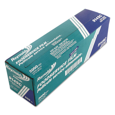 PVC Food Wrap Film Roll in Easy Glide Cutter Box, 18  x 2,000 ft, Clear