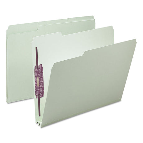 Recycled Pressboard Fastener Folders, 1/3-Cut Tabs, Two SafeSHIELD Fasteners, 2" Expansion, Letter Size, Gray-Green, 25/Box