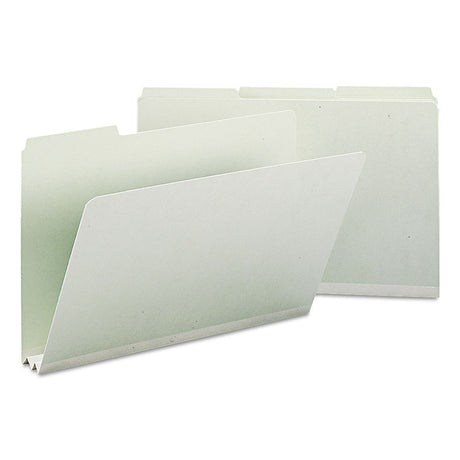 Expanding Recycled Heavy Pressboard Folders, 1/3-Cut Tabs: Assorted, Legal Size, 2" Expansion, Gray-Green, 25/Box