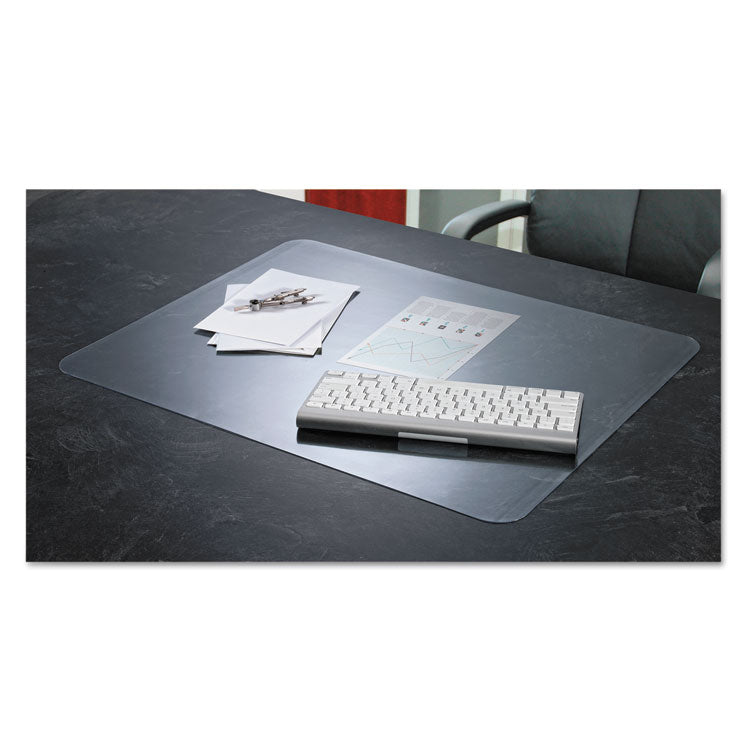 KrystalView Desk Pad with Antimicrobial Protection, Glossy Finish, 24 x 19, Clear