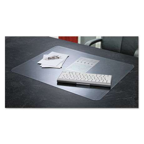 KrystalView Desk Pad with Antimicrobial Protection, Glossy Finish, 22 x 17, Clear