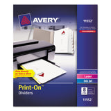 Customizable Print-On Dividers, 3-Hole Punched, 8-Tab, 11 x 8.5, White, 5 Sets