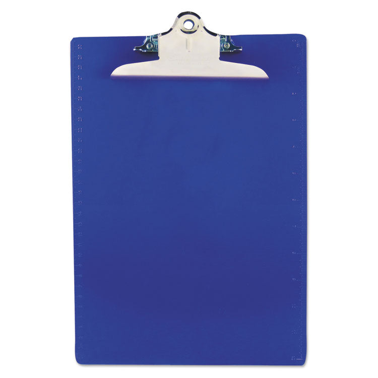 Recycled Plastic Clipboard with Ruler Edge, 1" Clip Capacity, Holds 8.5 x 11 Sheets, Blue