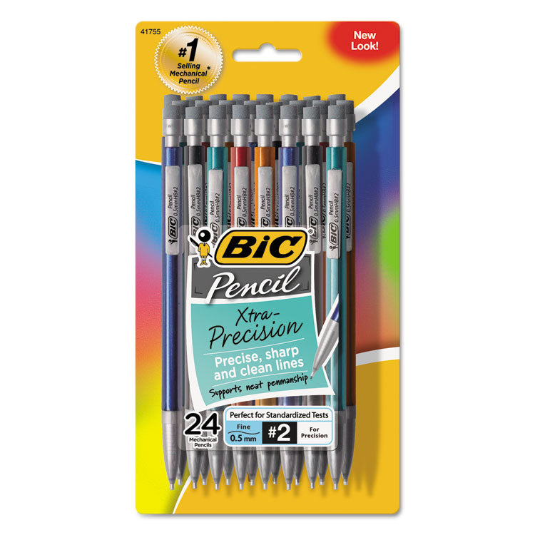 Xtra-Precision Mechanical Pencil Value Pack, 0.5 mm, HB (#2), Black Lead, Assorted Barrel Colors, 24/Pack