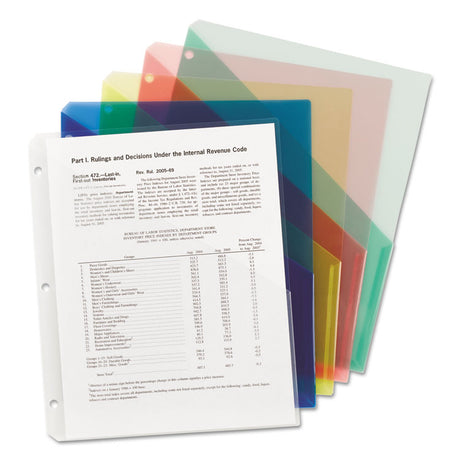 Organized Up Poly Slash Jackets, 2-Sections, Letter Size, Assorted Colors, 5/Pack