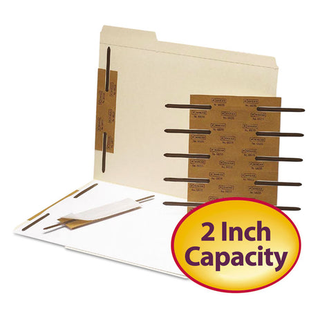 Reinforced Self-Adhesive Two-Prong Fastener Base and Compressor Sets, 2" Capacity, 2.75" Center to Center, Brown, 100/Box