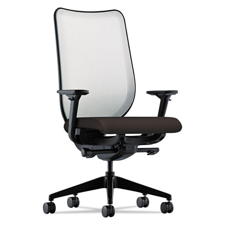 Nucleus Series Work Chair, ilira-Stretch M4 Back, Supports 300 lb, 17  to 21.5  Seat, Espresso Seat, Fog Back, Black Base