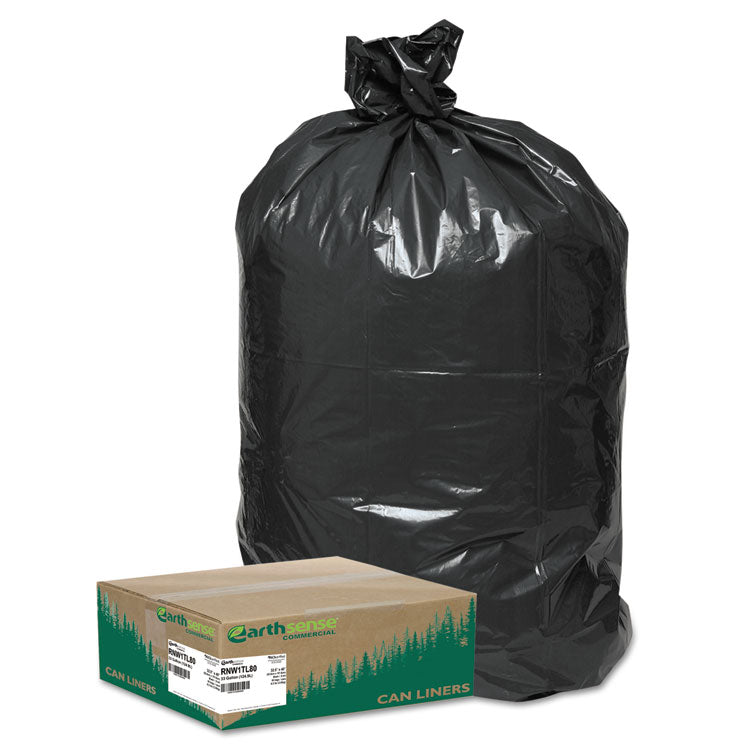 Linear Low Density Large Trash and Yard Bags, Open-Face, 33 gal, 0.9 mil, 32.5  x 40 , Black, 80/Carton