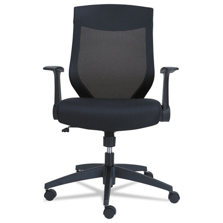 Alera EB-K Series Synchro Mid-Back Flip-Arm Mesh Chair, Supports Up to 275 lb, 18.5 to 22.04" Seat Height, Black