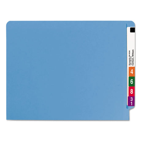 Shelf-Master Reinforced End Tab Colored Folders, Straight Tabs, Letter Size, 0.75" Expansion, Blue, 100/Box