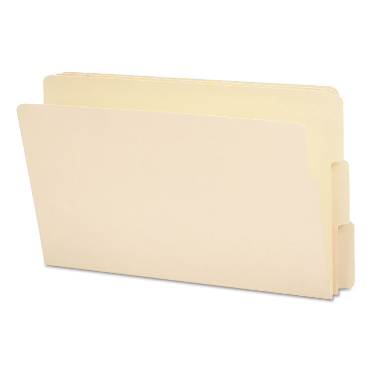 Heavyweight Manila End Tab Folders, 9" High Front, Reinforced 1/3-Cut Tabs: Assorted, Legal, 0.75" Expansion, Manila, 100/Box