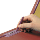 End Tab Pressboard Classification Folders, Six SafeSHIELD Fasteners, 2" Expansion, 2 Dividers, Legal Size, Red, 10/Box