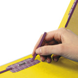 End Tab Pressboard Classification Folders, Six SafeSHIELD Fasteners, 2  Expansion, 2 Dividers, Legal Size, Yellow, 10/Box