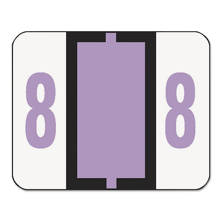 Numerical End Tab File Folder Labels, 8, 1 x 1.25, White, 500/Roll