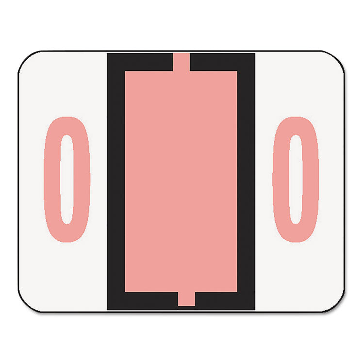 Numerical End Tab File Folder Labels, 0, 1 x 1.25, White, 500/Roll