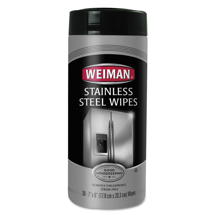 Stainless Steel Wipes, 1-Ply, 7 x 8, White, 30/Canister, 4 Canisters/Carton