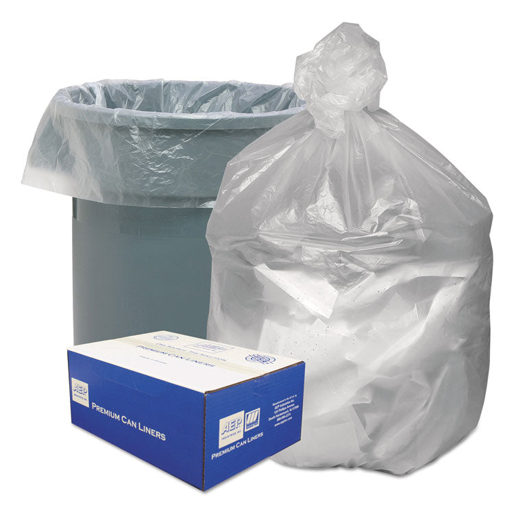 Waste Can Liners, 30 gal, 8 mic, 30  x 36 , Natural, 25 Bags/Roll, 20 Rolls/Carton