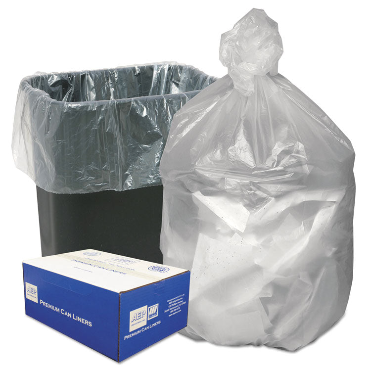 Can Liners, 16 gal, 8 mic, 24  x 33 , Natural, 50 Bags/Roll, 20 Rolls/Carton