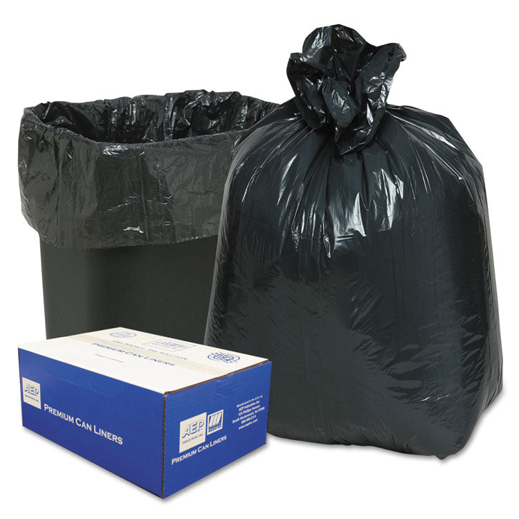 Linear Low-Density Can Liners, 10 gal, 0.6 mil, 24  x 23 , Black, 25 Bags/Roll, 20 Rolls/Carton