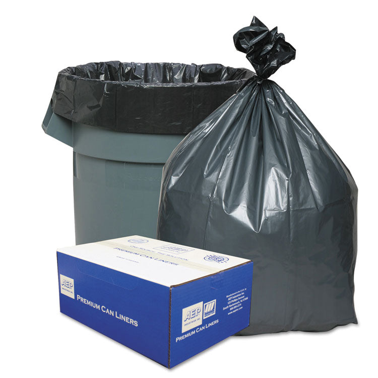 Can Liners, 30 gal, 1.35 mil, 30  x 36 , Gray, 10 Bags/Roll, 10 Rolls/Carton