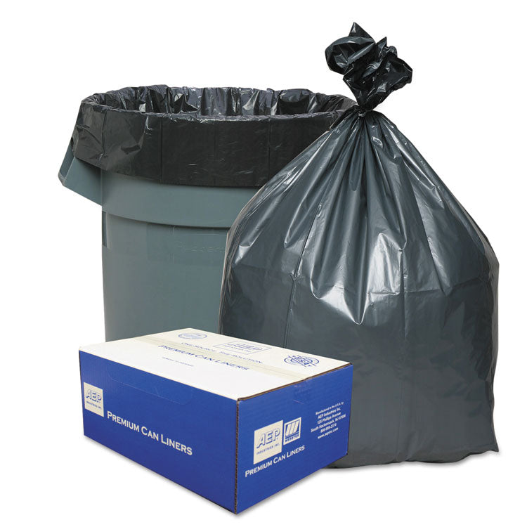 Can Liners, 56 gal, 1.55 mil, 43  x 48 , Gray, 10 Bags/Roll, 5 Rolls/Carton