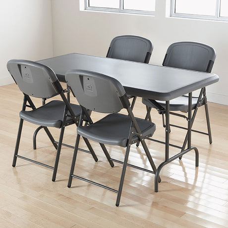 IndestrucTable Industrial Folding Table, Rectangular, 60  x 30  x 29 , Charcoal