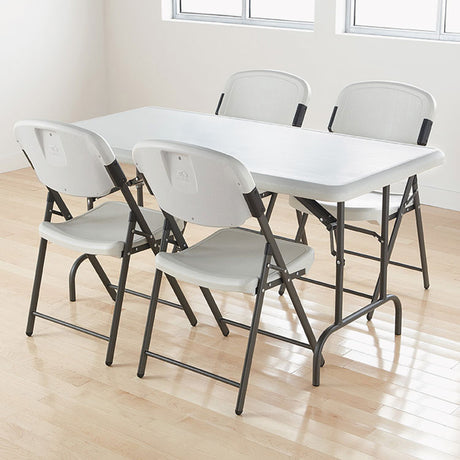 IndestrucTable Industrial Folding Table, Rectangular, 60  x 30  x 29 , Platinum