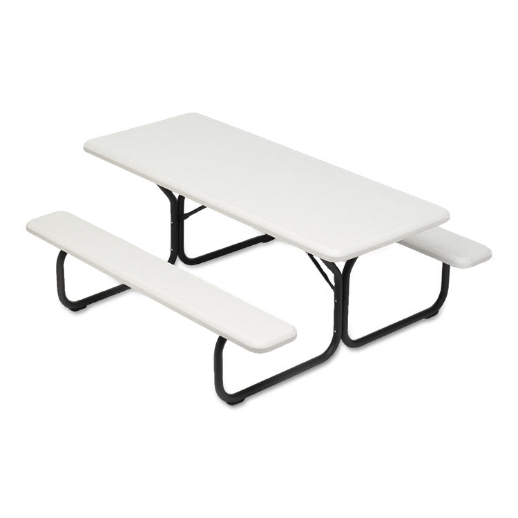 IndestrucTable Classic Picnic Table, Rectangular, 72  x 30  x 29 , Platinum/Gray