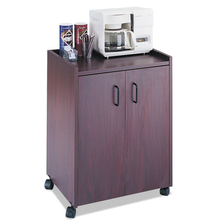 Mobile Refreshment Center, Engineered Wood, 3 Shelves, 23  x 18  x 31 , Mahogany