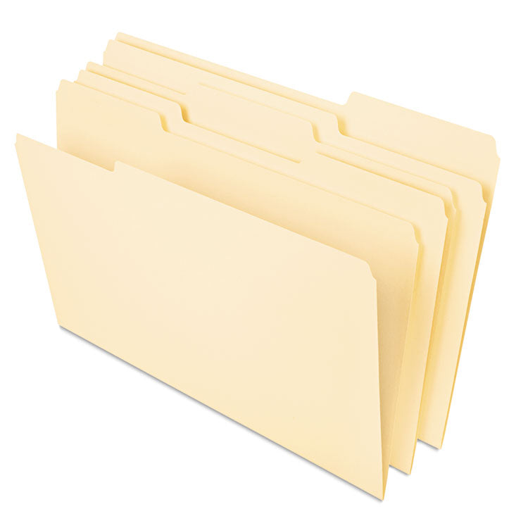 Deluxe Heavyweight File Folders, 1/3-Cut Tabs: Assorted, Letter Size, 0.75" Expansion, Manila, 50/Pack