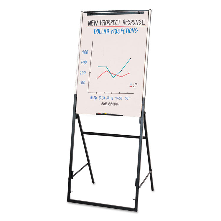 Futura Dry Erase Presentation Easel, 26 x 35, White Surface, Black Steel Frame