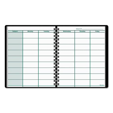 Undated Teacher's Planner, Weekly, Two-Page Spread (Nine Classes), 10.88 x 8.25, Black Cover