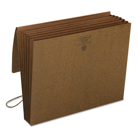 Classic Expanding Partition Wallet with Tyvek-Lined Gusset and Elastic Cord, 5.25" Expansion, 6 Section, Letter Size, Redrope