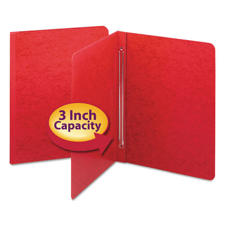 Prong Fastener Premium Pressboard Report Cover, Two-Piece Prong Fastener, 3" Capacity, 8.5 x 11, Bright Red/Bright Red