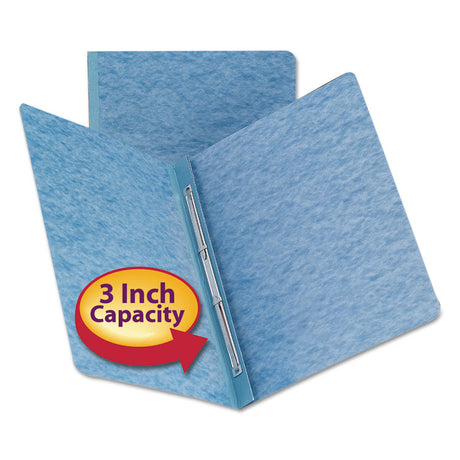 Prong Fastener Premium Pressboard Report Cover, Two-Piece Prong Fastener, 3" Capacity, 8.5 x 11, Blue/Blue